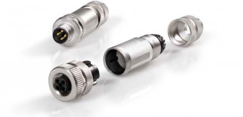 M12 T-code power cable connector from Binder enables shielded signal lines