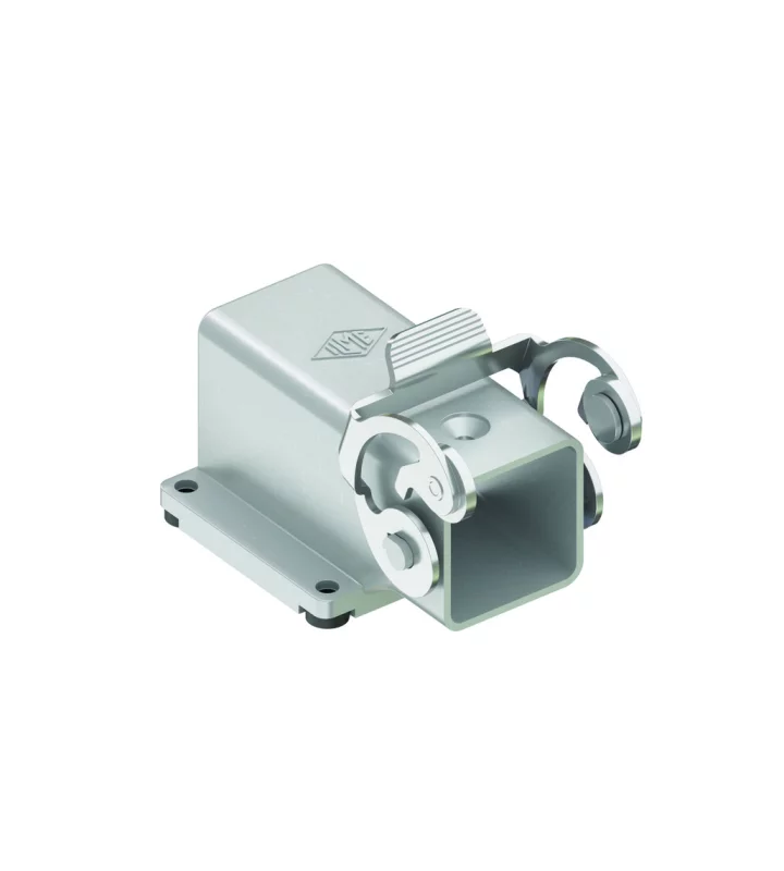 bulkhead mounting housing, angled, size 21.21, EMC zinc, 1 lever stainless steel, large cable gland