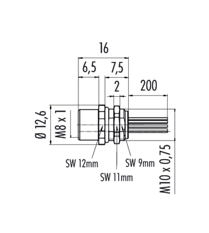 Female panel mount connector