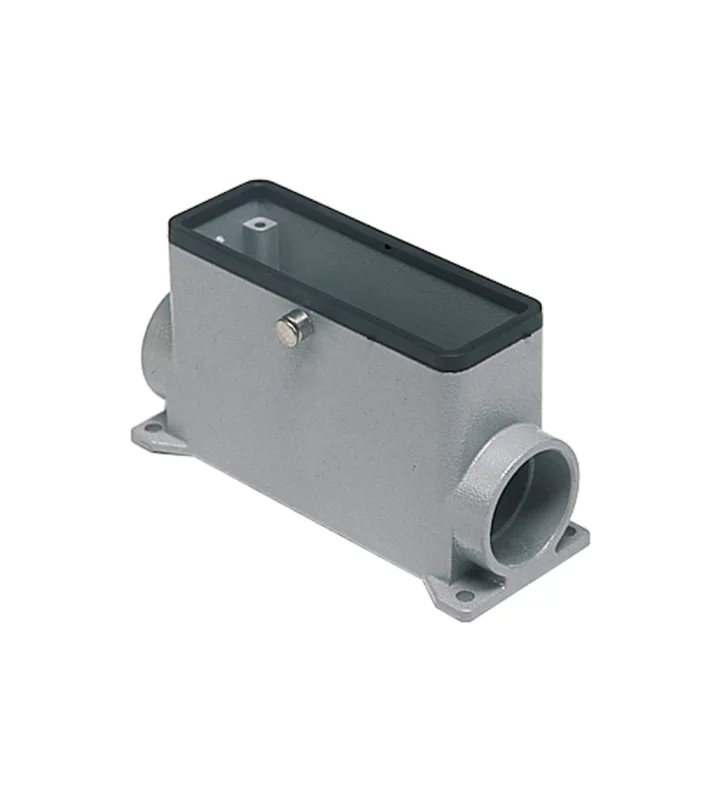 surface mounting housing, high, size 44.27, central lever alu, 2 pegs, 2xM32 side