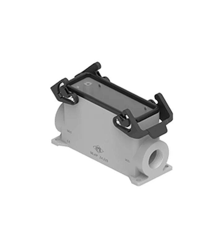 surface mounting housing, size 104.27, IL-BRID stainless steel, 2 levers, 1xM40 side