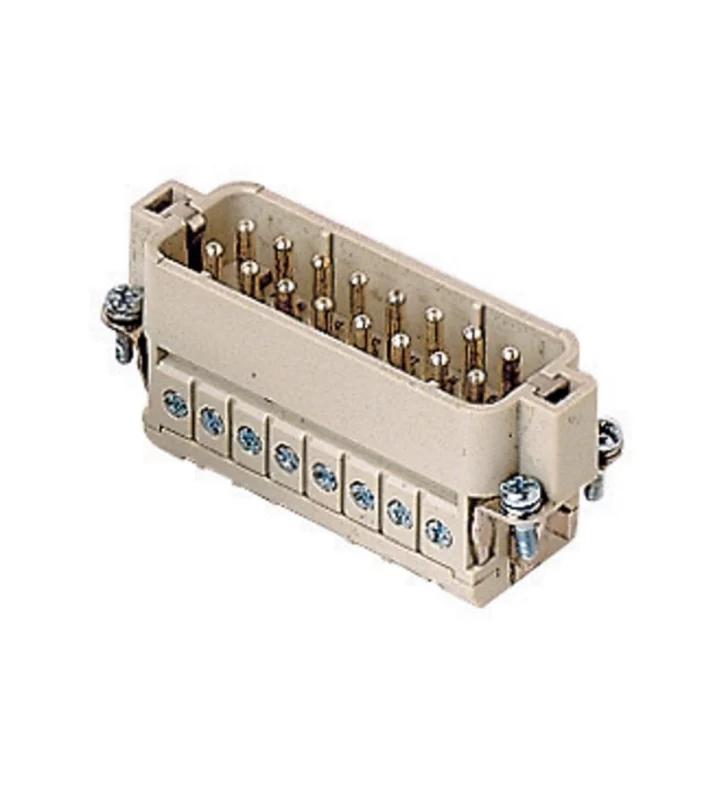 male insert, 16p+PE, silver, screw, 16A, 250V, for size 66.40 no.17-32