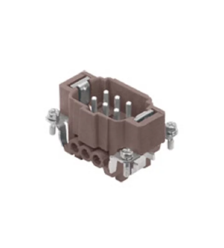 male insert, size 44.27, 6p+PE, silver, screw, 16A, 500V, 180°C