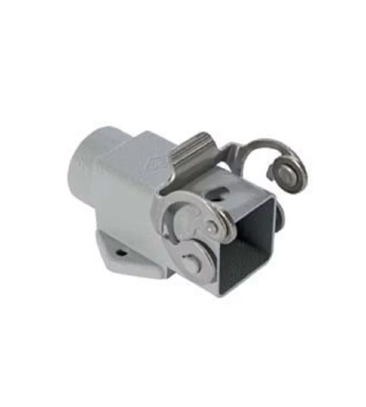 bulkhead mounting housing, angled, size 21.21, CKA zinc, 1 lever stainless steel, 1xM20 side, closed bottom
