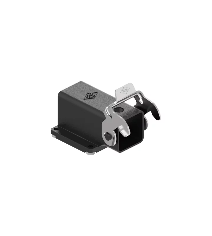 bulkhead mounting housing, angled, size 21.21, W-type zinc, 1 rigid lever stainless steel, large cable gland