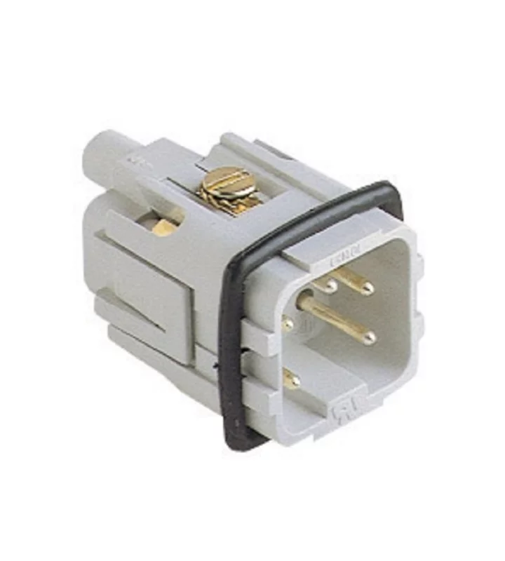 male insert, size 21.21, 4p+PE, gold, screw, 10A, 230/400V