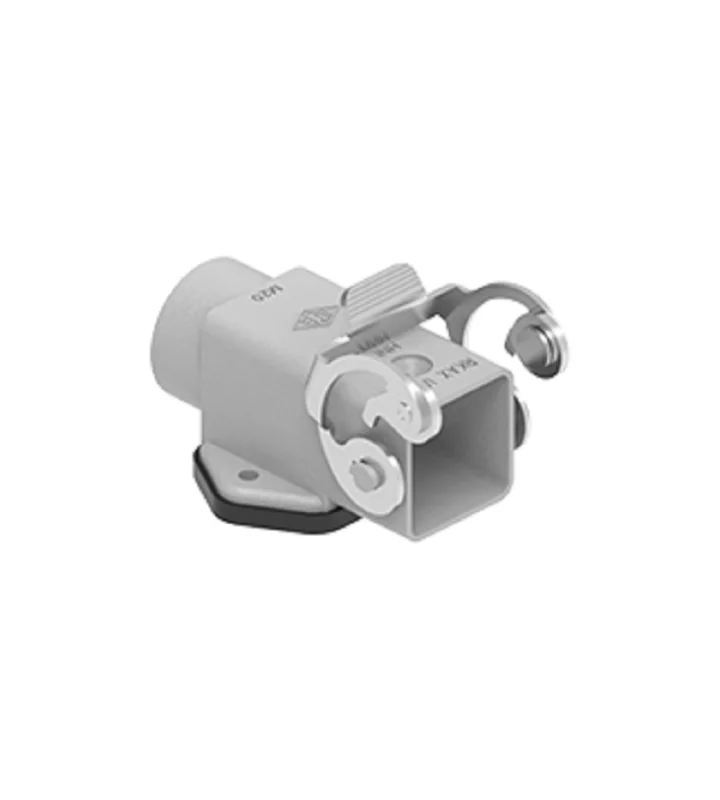bulkhead mounting housing, angled, size 21.21, HNM alu, 1 lever stainless steel, 1xM20 side
