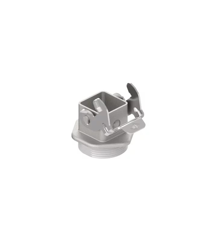 bulkhead mounting housing, size 21.21, EMC zinc, 1 rigid lever stainless steel, 1xM32 external