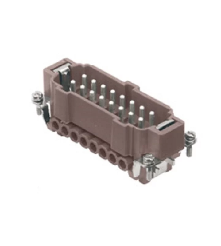 male insert, size 77.27, 16p+PE, silver, screw, 16A, 500V, 180°C