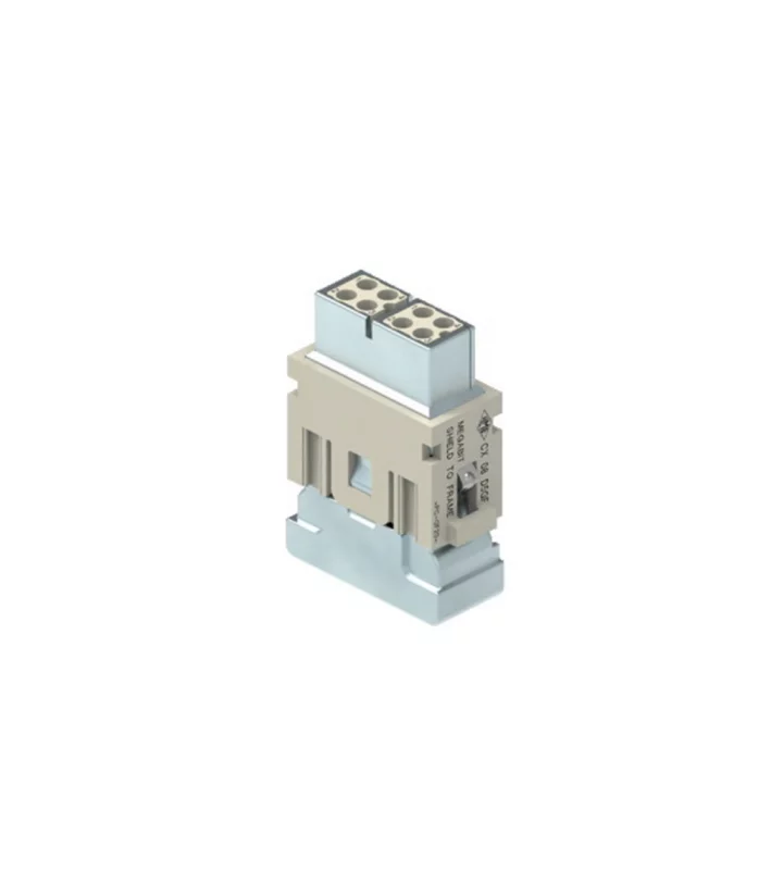 female insert, MIXO, 1MU, 8p, crimp, 10A, 50V, megabit, with contact to PE