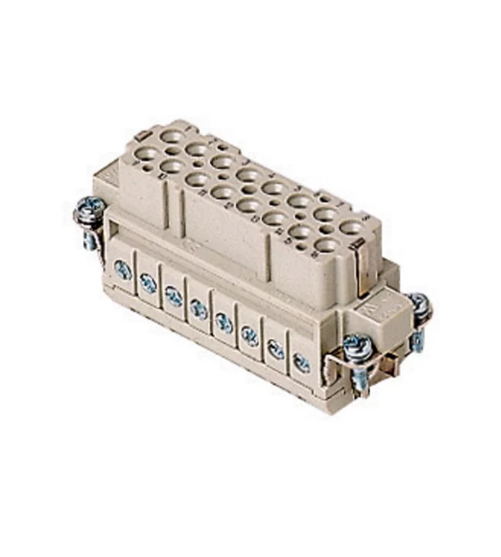 female insert, 16p+PE, silver, screw, 16A, 250V, for size 66.40 no.17-32