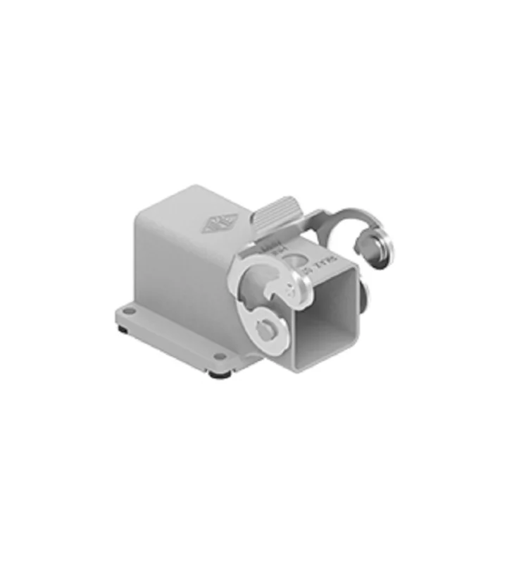 bulkhead mounting housing, angled, size 21.21, HNM alu, 1 lever stainless steel, large cable gland