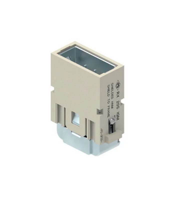 male insert, MIXO HNM, 1MU, 20p, crimp, 4A, 32V, with contact to PE