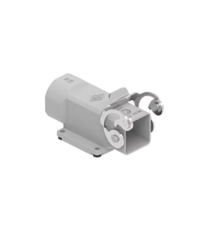 bulkhead mounting housing, angled, size 21.21, HNM alu, 1 lever stainless steel, 1xM25 side