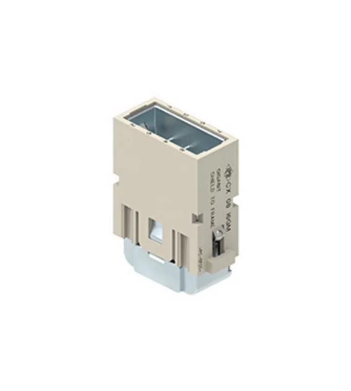 male insert, MIXO, 8p, crimp, 5A, 50V, gigabit, with contact to PE