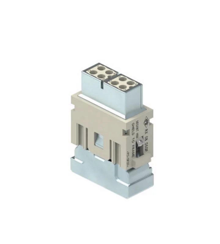female insert, MIXO HNM, 1MU, 8p, crimp, 10A, 50V, megabit, with contact to PE