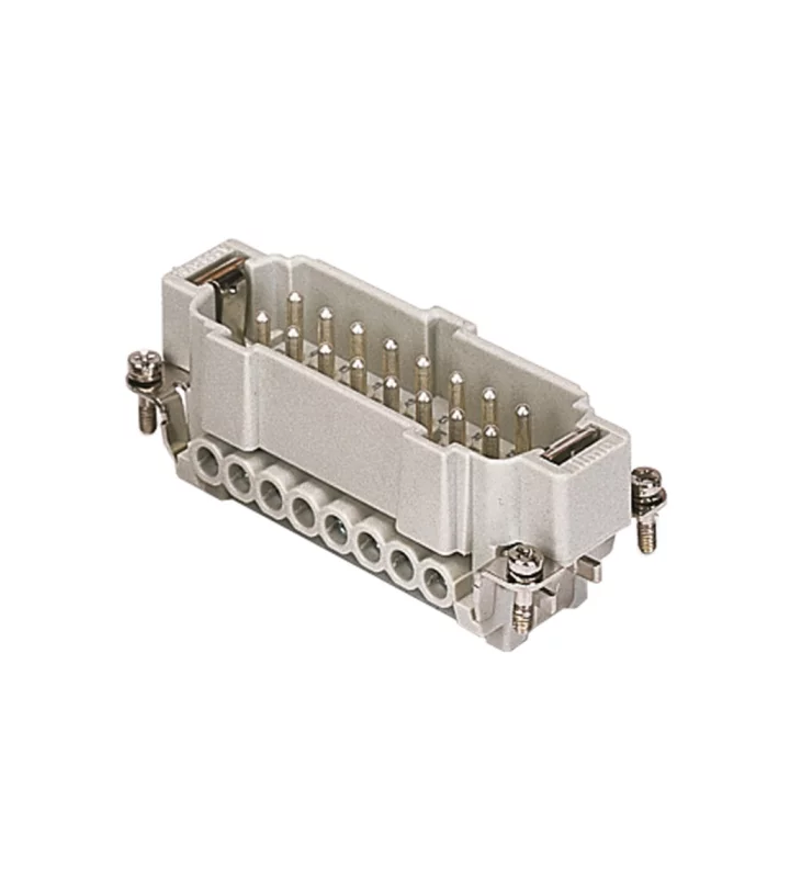 male insert, size 77.27, 16p+PE, silver, screw, 16A, 500V