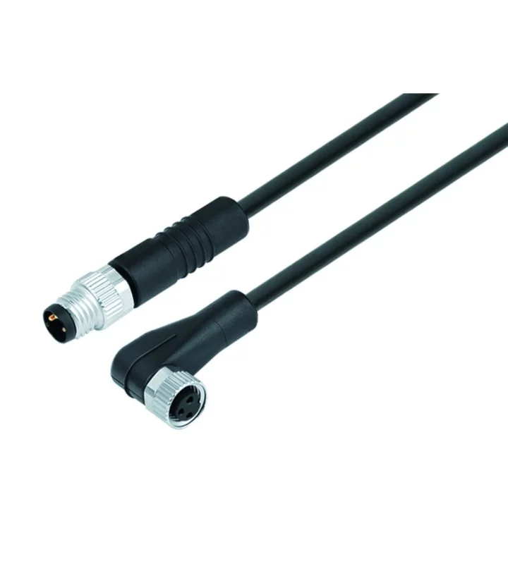 Male cable connector M8x1 - Female angled connector M8x1