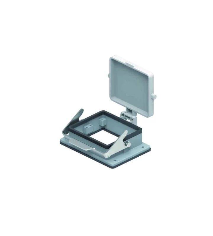 bulkhead mounting housing, size 77.62, C-TYPE alu, 1 lever stainless steel, cover plastic