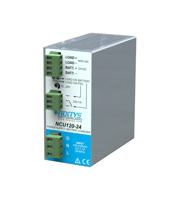 Integrated Power Supply / Battery Charger / DC UPS, 120W Din-Rail AC/DC-UPS 24 Vdc 5 A