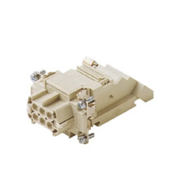 female insert, size 44.27, 6p+PE, silver, screw, 16A, 400V, left