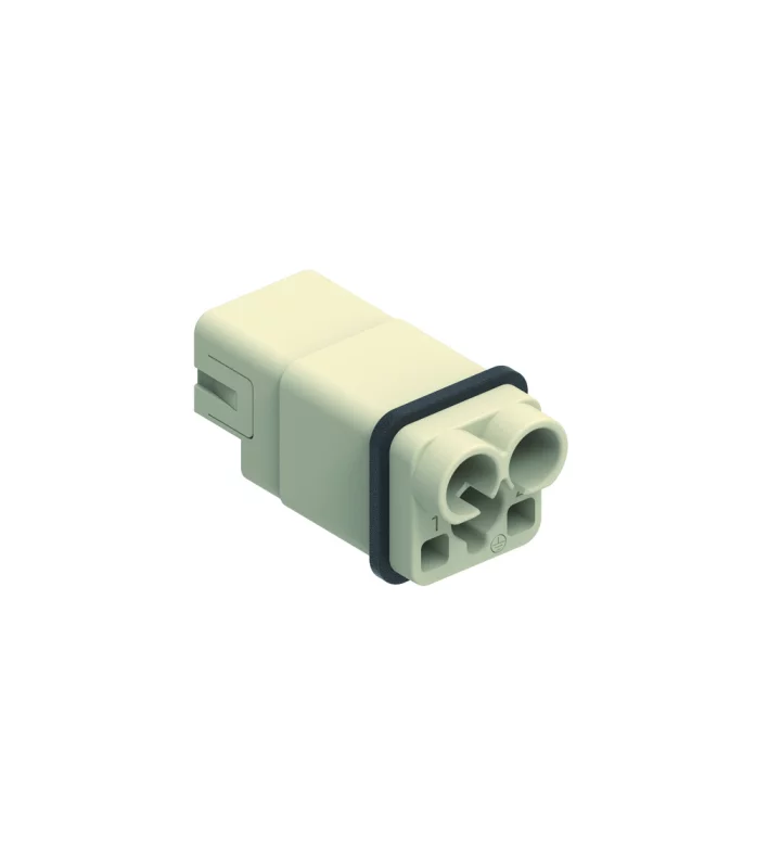 male insert, size 21.21, 2p+PE, crimp., 40A, 400V