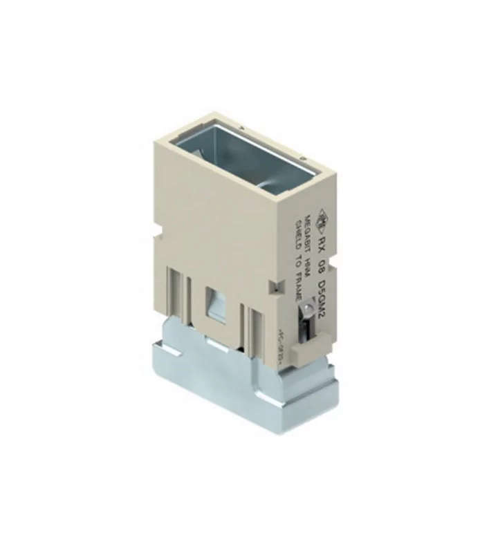 male insert, MIXO HNM, 1MU, 8p, crimp, 10A, 50V, megabit,  double cable entry, with contact to PE
