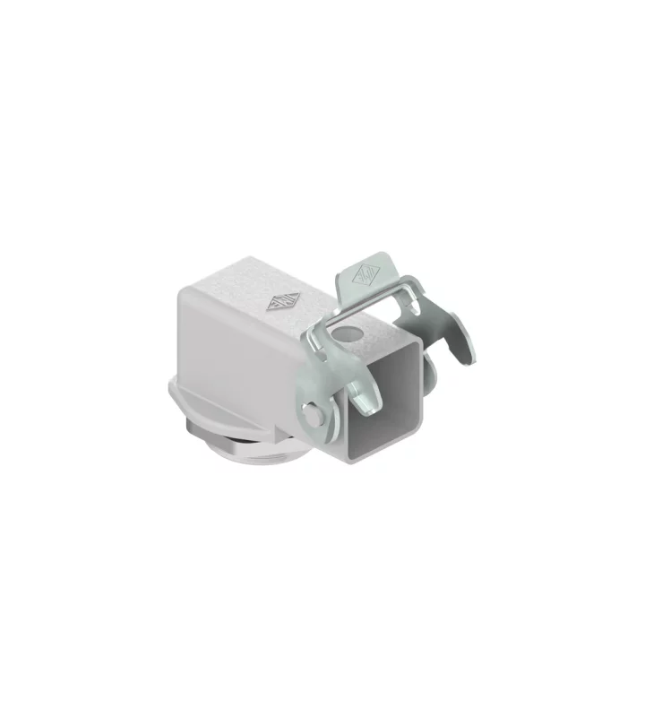 bulkhead mounting housing, angled, size 21.21, CKA zinc, 1 lever steel, 1xM25 external