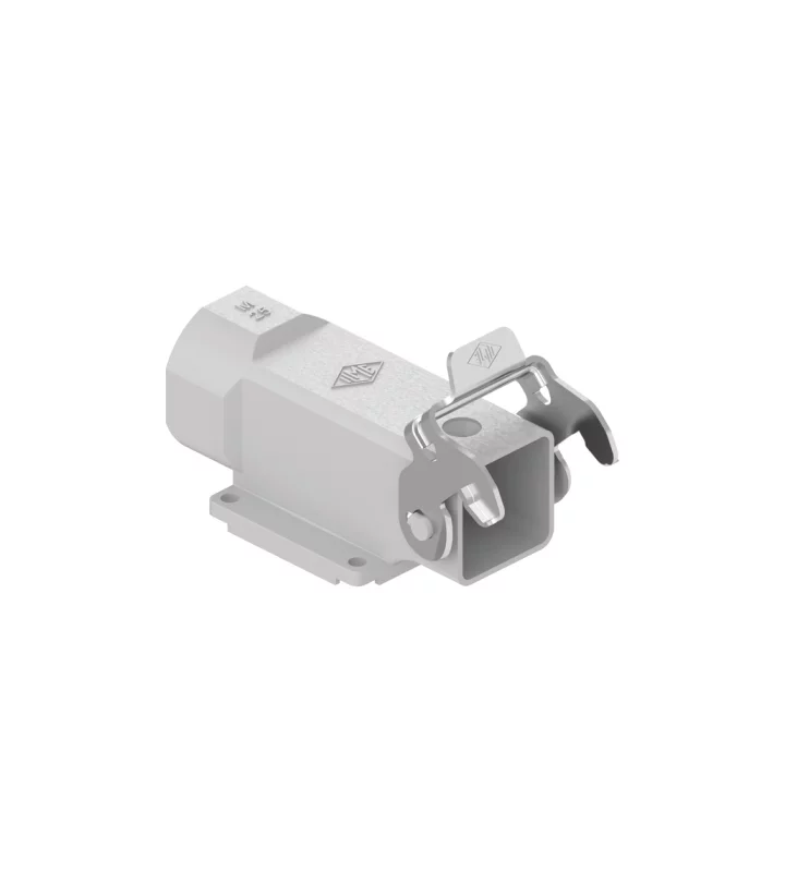 surface mounting housing, angled, size 21.21, zinc, 1 rigid lever stainless steel, 1xM25 side, closed bottom