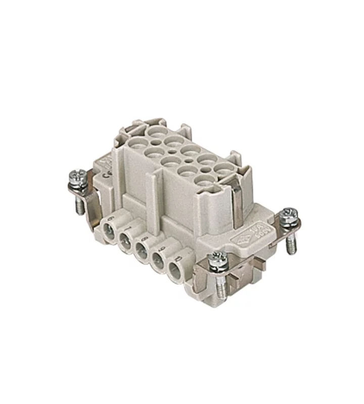 female insert, size 57.27, 10p+PE, silver, screw, 16A, 500V