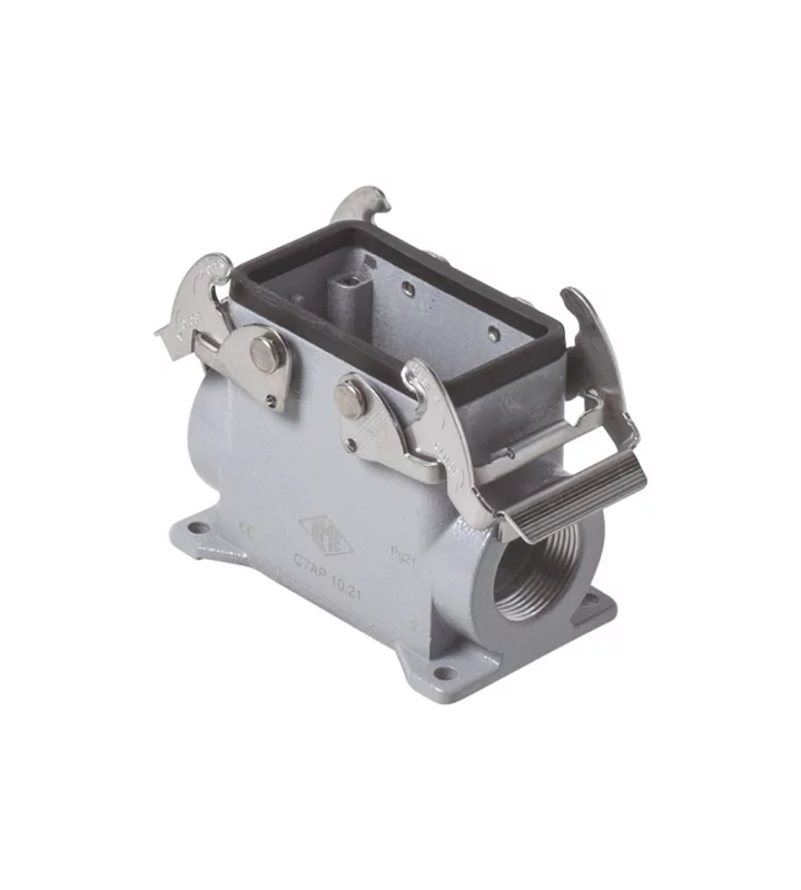 surface mounting housing, high, size 77.27, V-TYPE alu, 2 levers, 1xM40 side