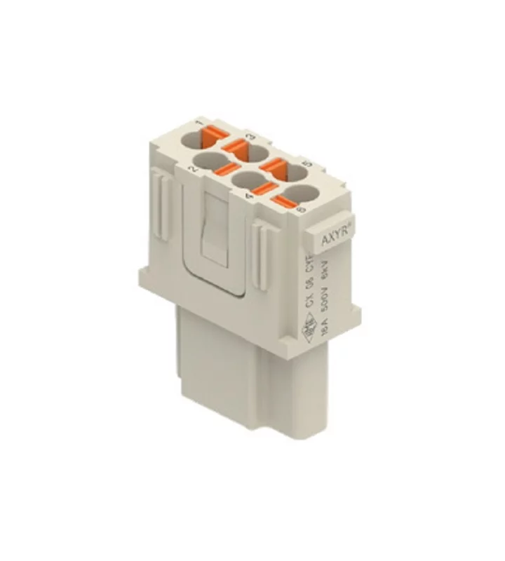 female insert, MIXO, 1 MU, 6p, silver, AXYR® push-in connection, 16A, 500V
