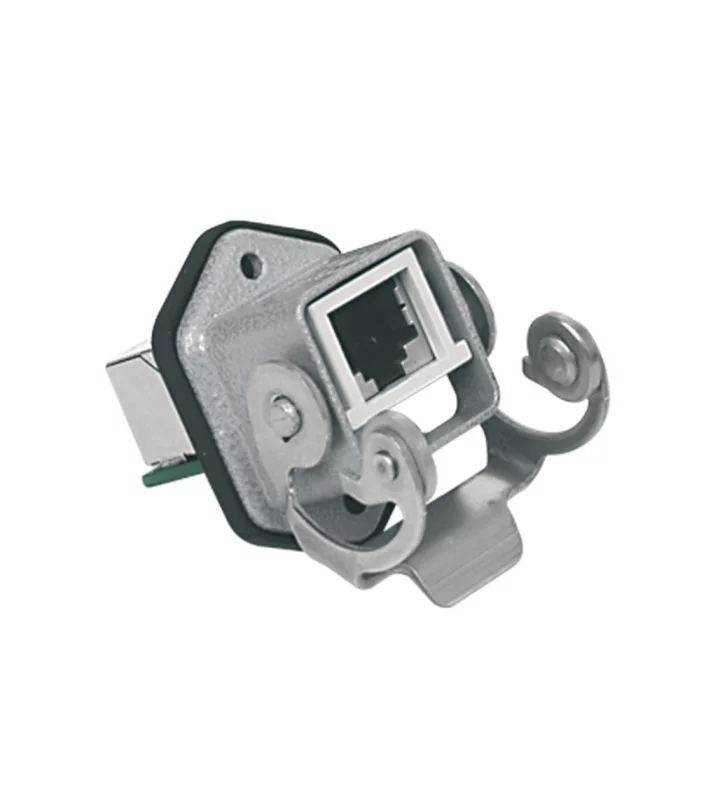 bulkhead mounting connector, size 21.21, zinc, 1 lever, 8p, RJ45