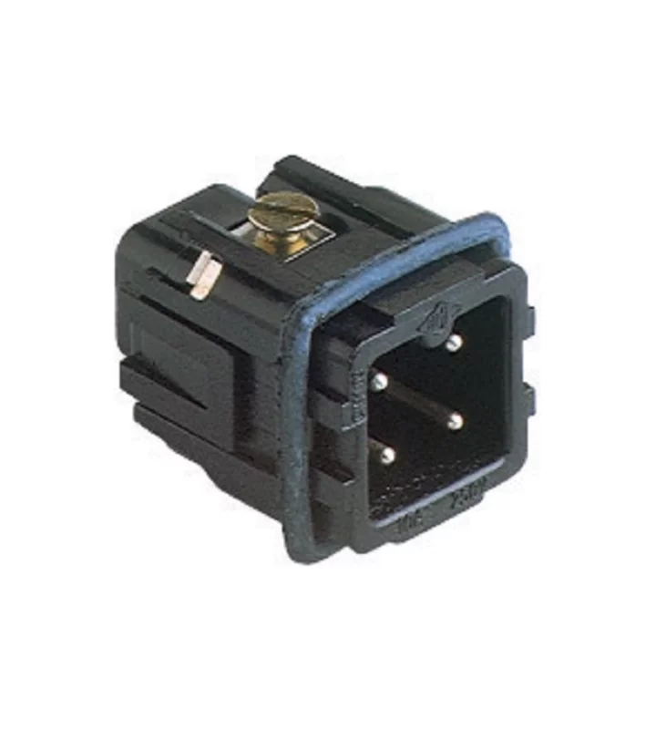 male insert, size 21.21, 3p+PE, silver, screw, 10A, 230/400V, black