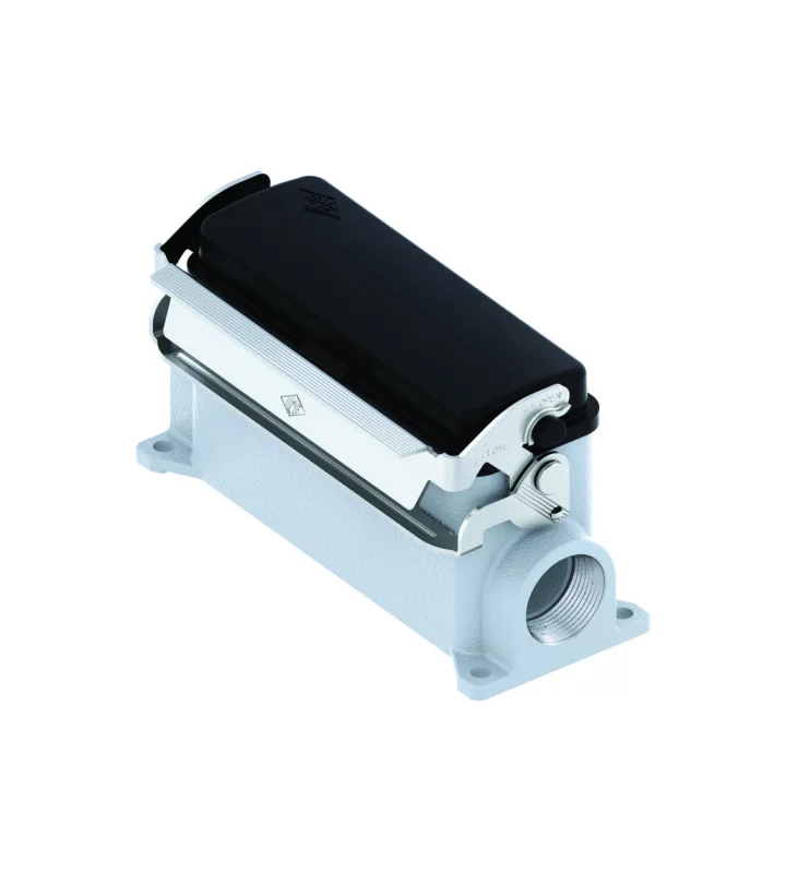 surface mounting housing, size 104.27, V-TYPE alu, 1 lever stainless steel, 1xM25 side, spring cover