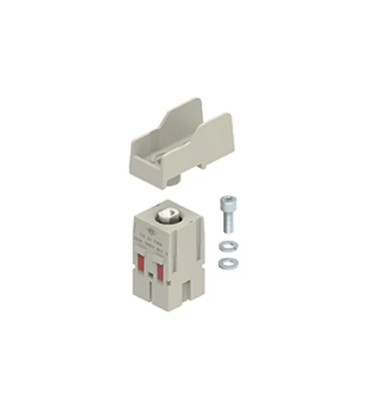 male insert, MIXO, 2 MU, 1p, silver, screw, 90° angled, 200A, 1000V