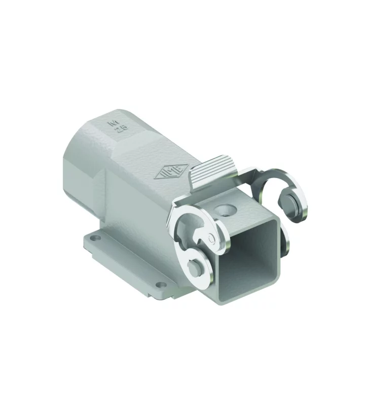 bulkhead mounting housing, angled, size 21.21, CKA zinc, 1 lever stainless steel, 1xM25 side, closed bottom