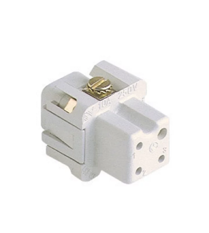 female insert, size 21.21, 3p+PE, silver, screw, 10A, 230/400V