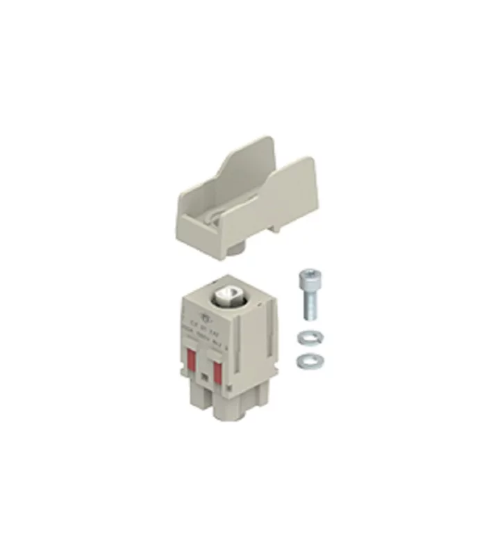 female insert, MIXO, 2 MU, 1p, silver, screw, 90° angled, 200A, 1000V