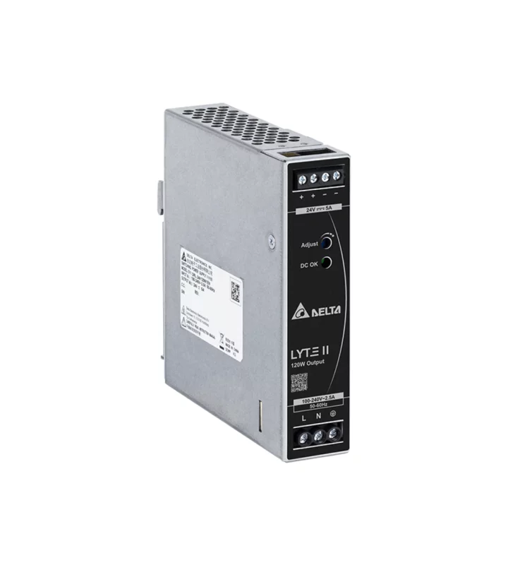 Power Supply, 1Ph, 120W, DIN Rail, AC/DC, 24 Vdc, 5 A