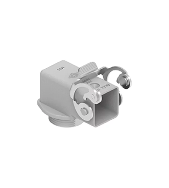 bulkhead mounting housing, angled, size 21.21, HNM alu, 1 lever stainless steel, 1xM25 external