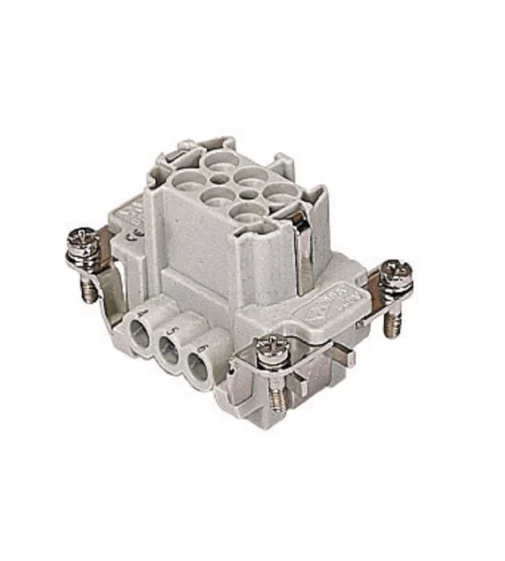 female insert, size 44.27, 6p+PE, silver, screw, 16A, 500V