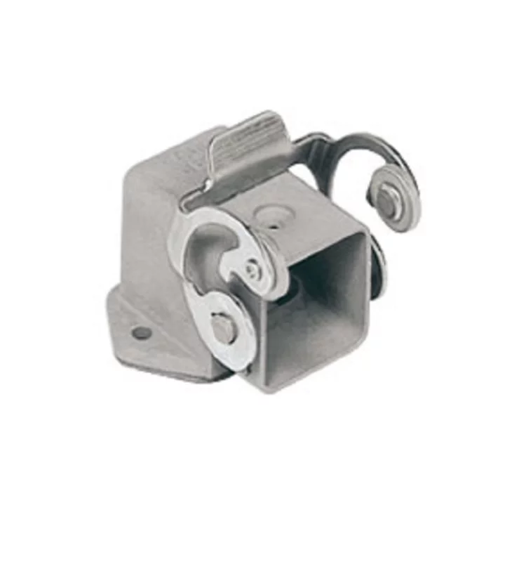 bulkhead mounting housing, angled, size 21.21, EMC zinc, 1 lever stainless steel
