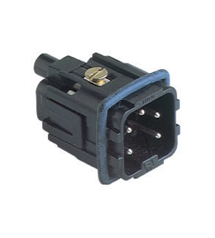 male insert, size 21.21, 4p+PE, silver, screw, 10A, 230/400V, black