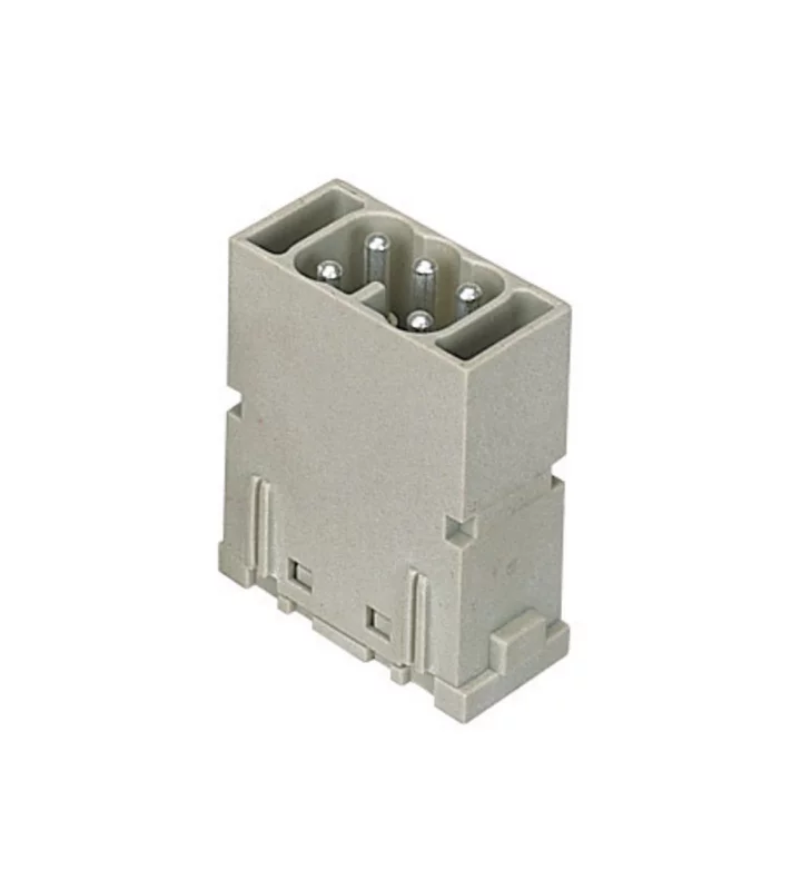 male insert, 1MU, 5p, silver, spring, 16A, 400V
