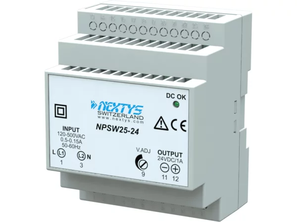 Power Supply 1/2Ph, 25W, Wide Input Range Din-Rail AC/DC 12 Vdc 1 A