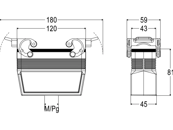 hood, high, size 104.27, C-TYPE alu, 2 levers, 1xM32 top, no adaptor
