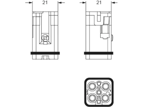 male insert, size 21.21, 3+2p+PE, crimp, 40+10A, 400+250V