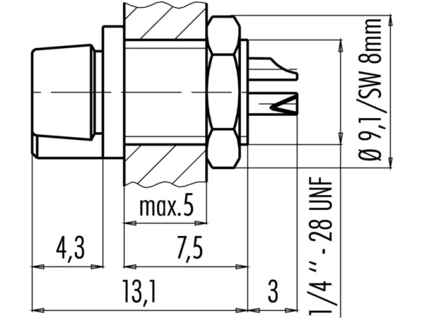 Female panel mount connector