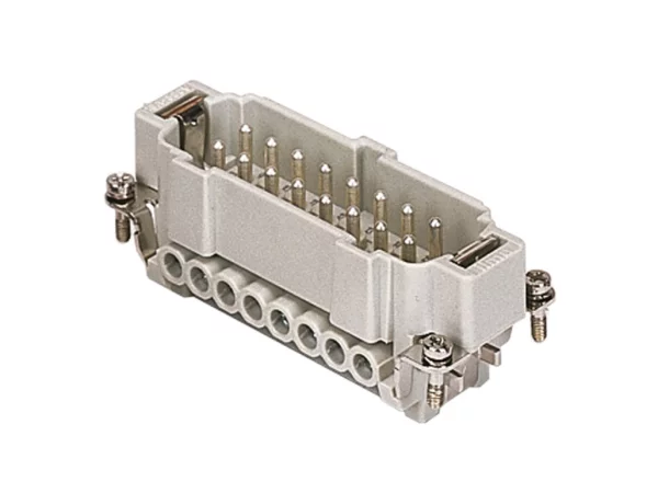 male insert, 16p+PE, silver, screw, 16A, 500V, for size 77.62 no.17-32